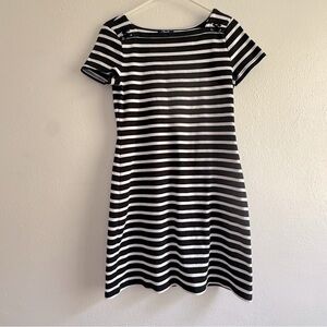 Chaps Classic Black & White, Short Sleeved Striped Dress, Sz M. NWOT.